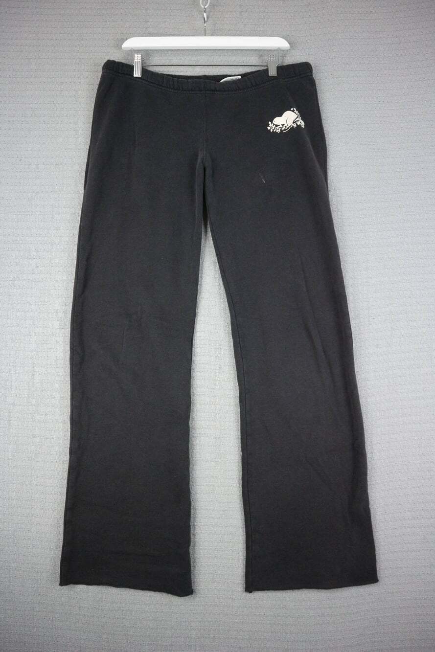 Roots Black Low Rise Flare Cotton Sweatpants Womens Small Cropped